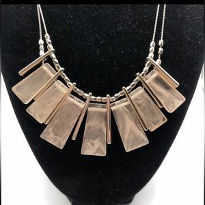 Beautiful Necklace 18 Inches Pink Stone silver tone